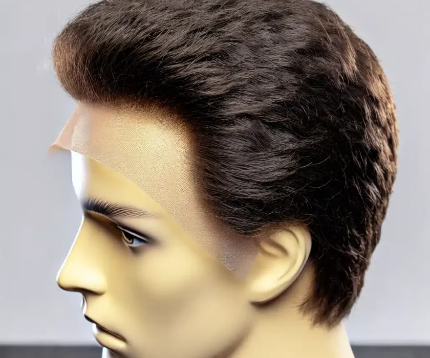DALL-E 2024-09-30 12.21.10 - A detailed image showcasing a natural hair wig for men. The wig should have short, neatly styled hair, with a realistic texture and natural shine, as